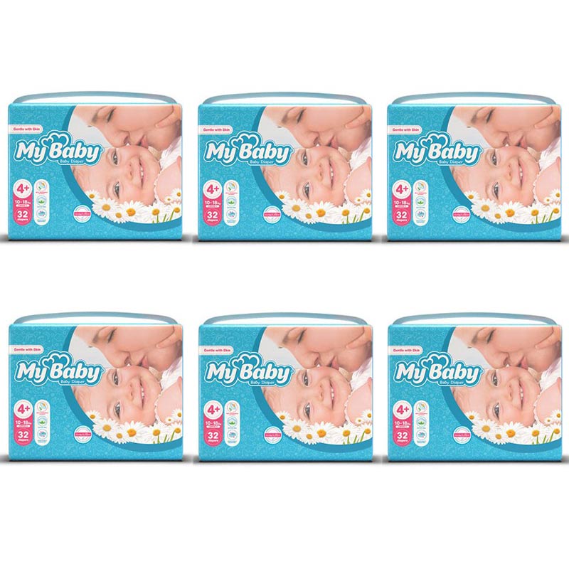 پک شش تایی پوشک مای بیبی Chamomile سایز +4 بسته 32 عددی