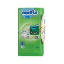 پوشک مولفیکس سایز 1 بسته 40 عددی (با دستمال مرطوب)