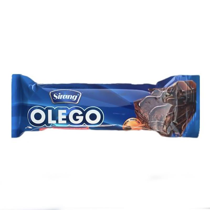 کیک کاکائویی سه لایه با مغزی کرم کاکائو OLEGO سیرنگ 55 گرم