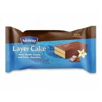 کیک دولایه کرمدار با طعم وانیل و روکش کاکائو سیرنگ 40 گرم