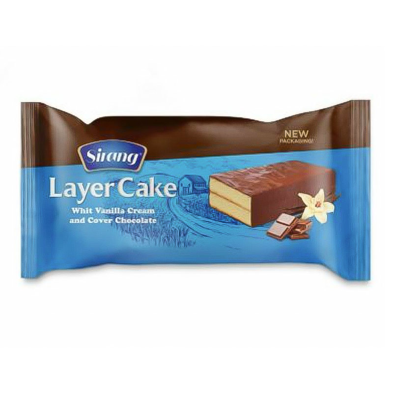 کیک دولایه کرمدار با طعم وانیل و روکش کاکائو سیرنگ 40 گرم